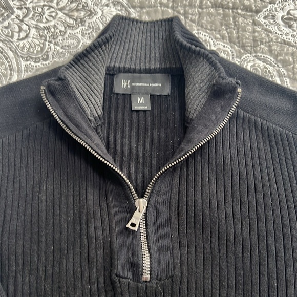 INC Men’s Quarter Zip Black Sweater - Picture 3 of 3